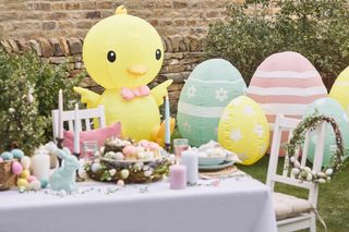 Have an Easter garden party with Lights4fun inflatable chick and eggs