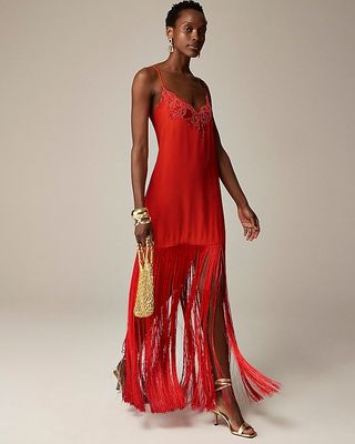 Collection Fringe-Trim Slip Dress