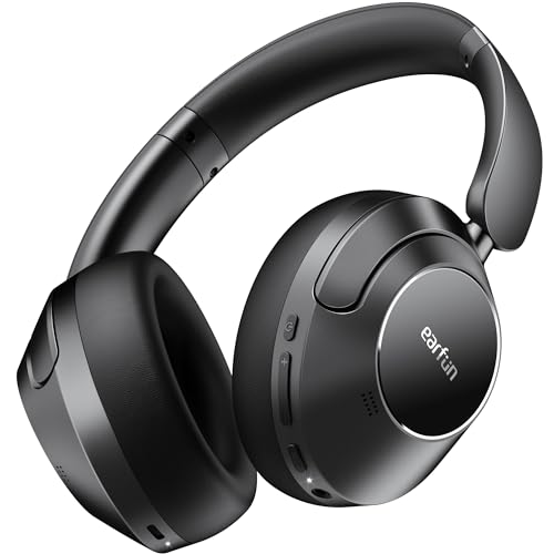 Earfun Wave Pro Active Noise Canceling Headphones, Wireless Over Ear Bluetooth Headphones, Ldac Hi-Res Sound, 5 Mics Ai Clear Call, 80h Playtime, Multipoint Connection, Comfort Fit, Custom Eq Via App