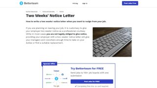 Betterteam Two Weeks Notice Letter Examples