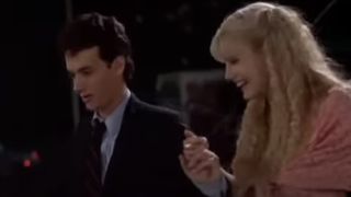 Tom Hanks holding Daryl Hannah's hand as the ice skate in Rockefeller Center