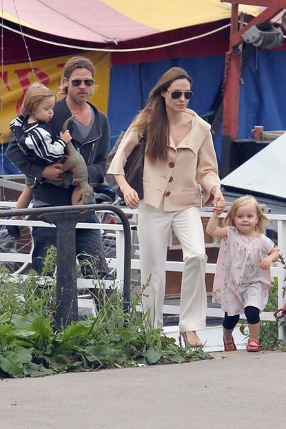 Angelina Jolie and Brad Pitt with family