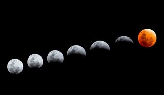 Low Angle View Of Lunar Eclipse - stock photo