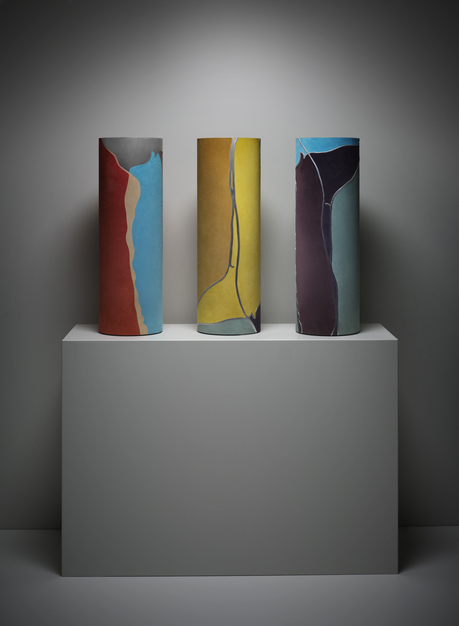 Giobagnara art edition objects by Gary Hume in solid aluminium and leather