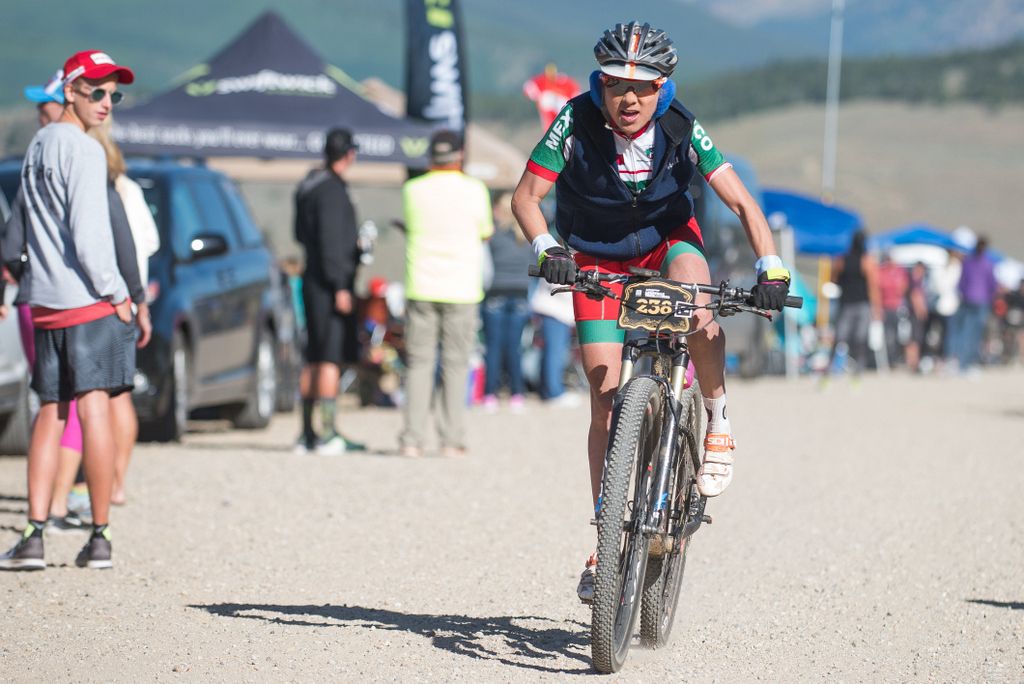 Lorenza Morfin riding to second to in the women's race