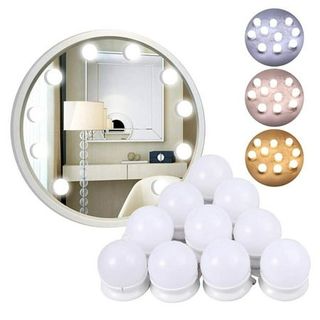 Led Vanity Lights for Mirror, Hollywood Style Vanity Lights With 10 Dimmable Bulbs, Adjustable Color & Brightness, Usb Cable, Mirror Lights Stick on for Makeup Table Dressing Room Mirror
