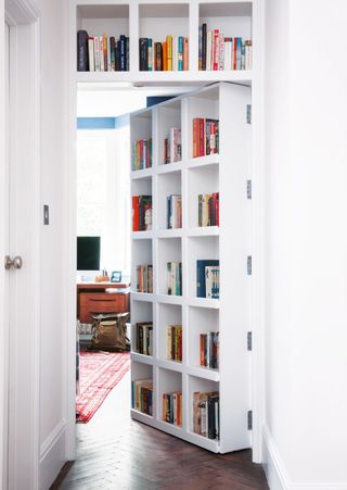 Book storage in a hallway door