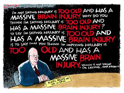 Political cartoon Karl Rove Hillary Clinton