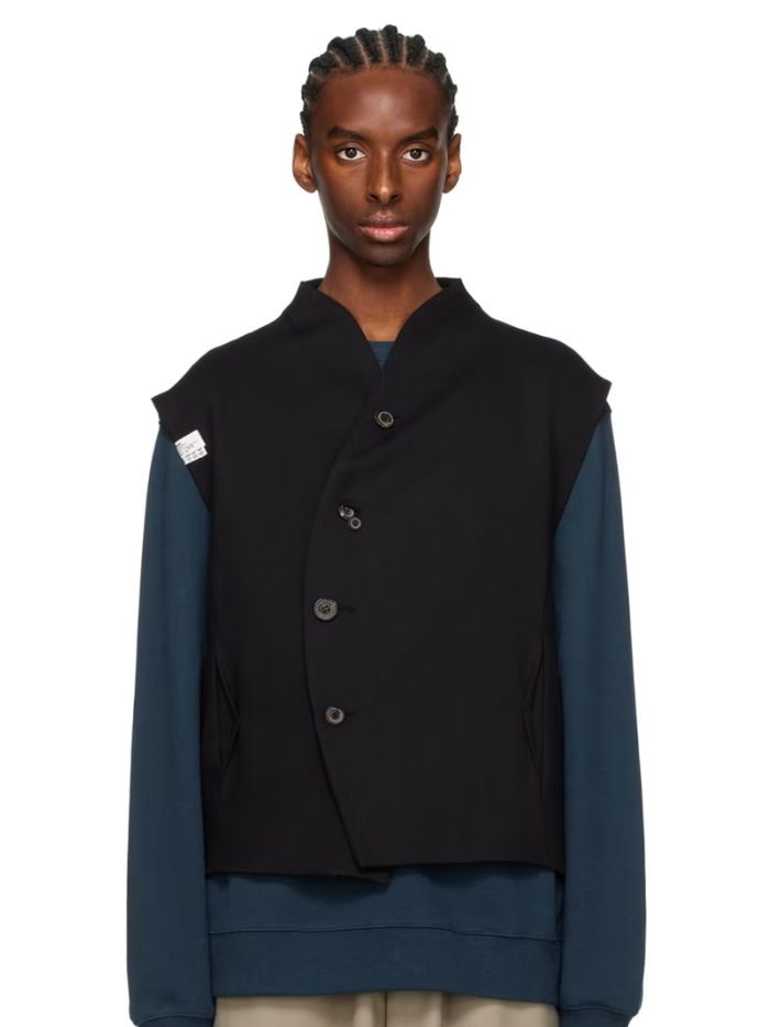 Black Funnel Neck Vest