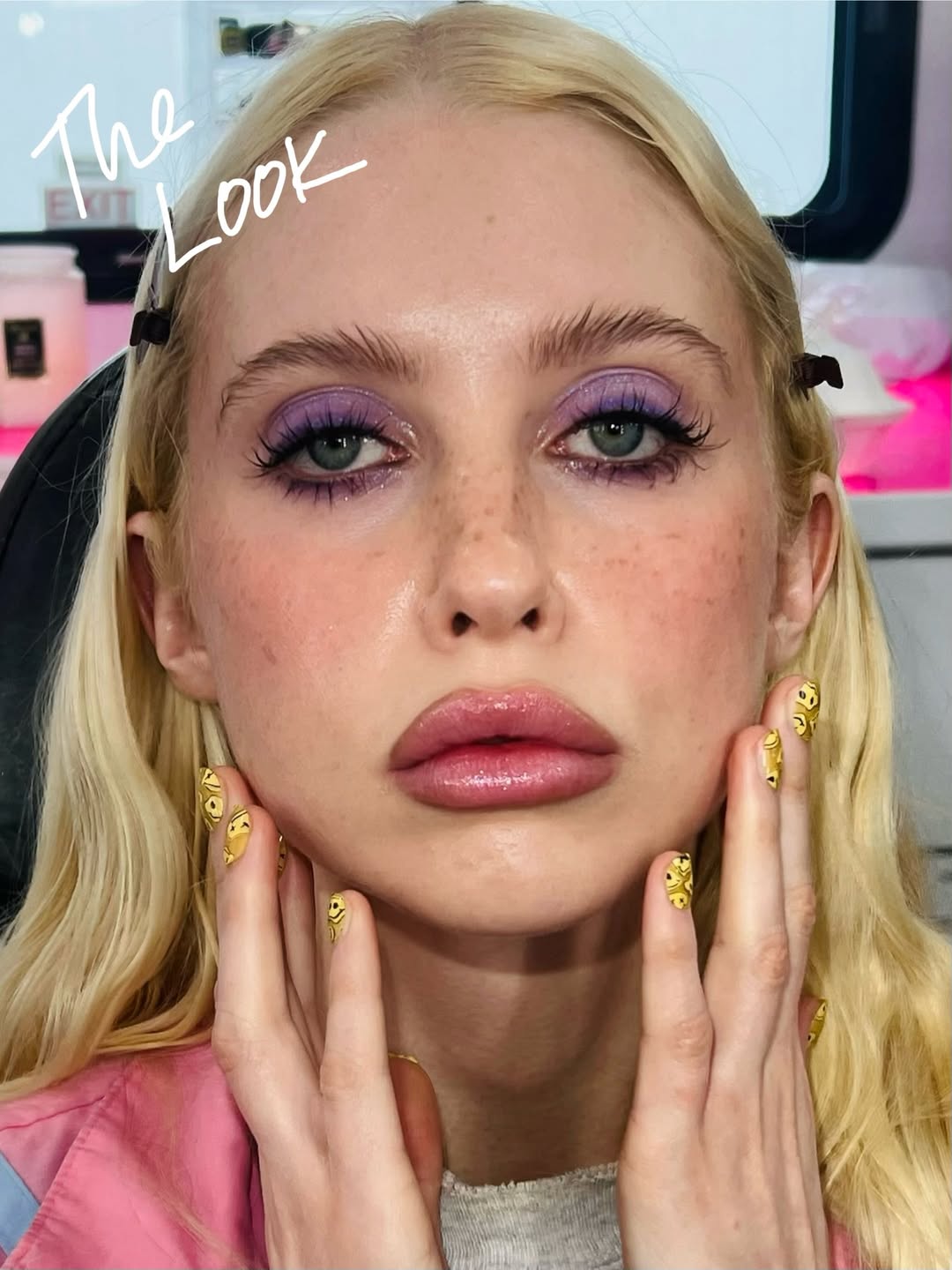 Chloe Cherry as Faye Valentine in the makeup trailer on the set of Euphoria season 3.