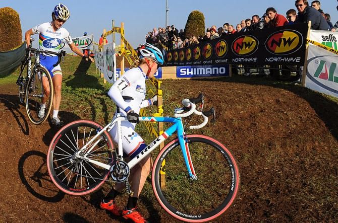 World Cup leader Katie Compton and world champion Marianne Vos together at the head of the race.