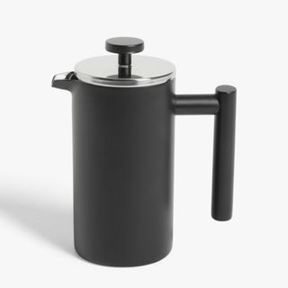 Black cafetiere with silver lid