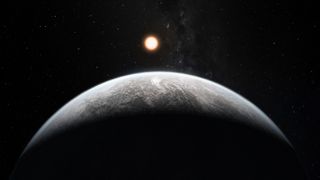 This artist’s impression shows the alien planet HD 85512 orbiting the Sun-like star HD 85512 in the southern constellation of Vela (The Sail). It orbits a star 35 light-years from Earth.