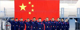 Members of China's astronaut corps pose for a group portrait.