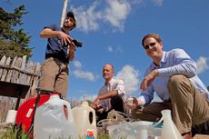 geologists examine water in Jamestown