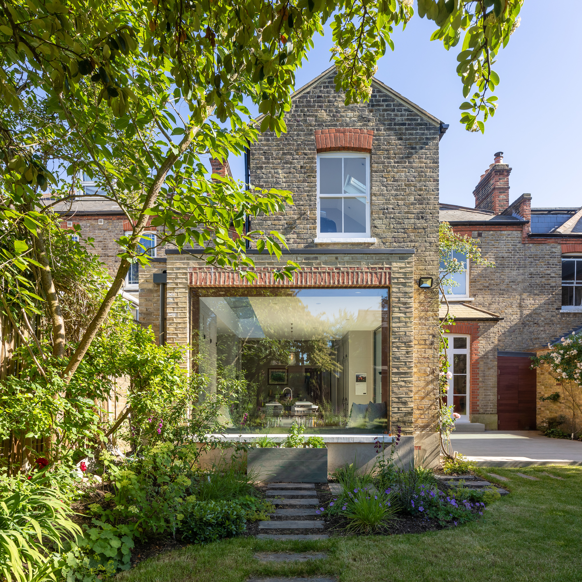 exterior view of kitchen extension with large picture window