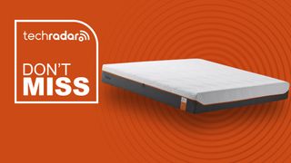 Tempur Original mattress against an orange background with a badge saying "DON'T MISS"