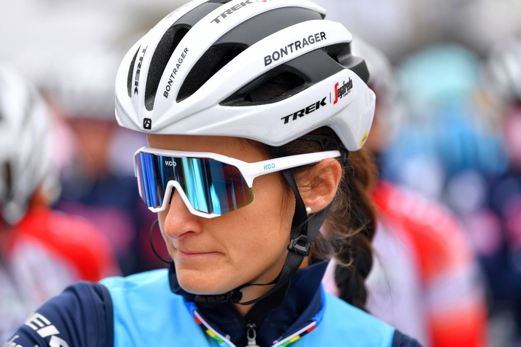 OUDENAARDE BELGIUM APRIL 04 Start Elisabeth DeignanArmitstead of United Kingdom and Team Trek Segafredo during the 18th Ronde van Vlaanderen Tour of Flanders 2021 Womens Elite a 1524km race frim Oudenaarde to Oudenaarde RVV21 rondevanvlaanderen tourofflanders UCIWWT on April 04 2021 in Oudenaarde Belgium Photo by Luc ClaessenGetty Images