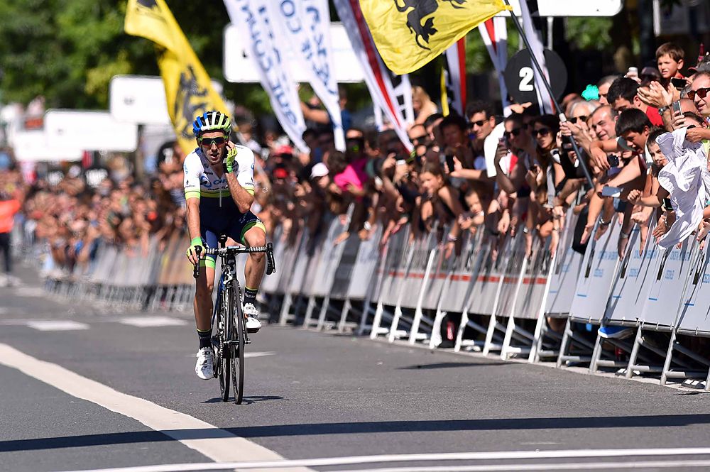Adam Yates (Orica-GreenEdge) doesn't yet realize that he won the Clasica San Sebastian