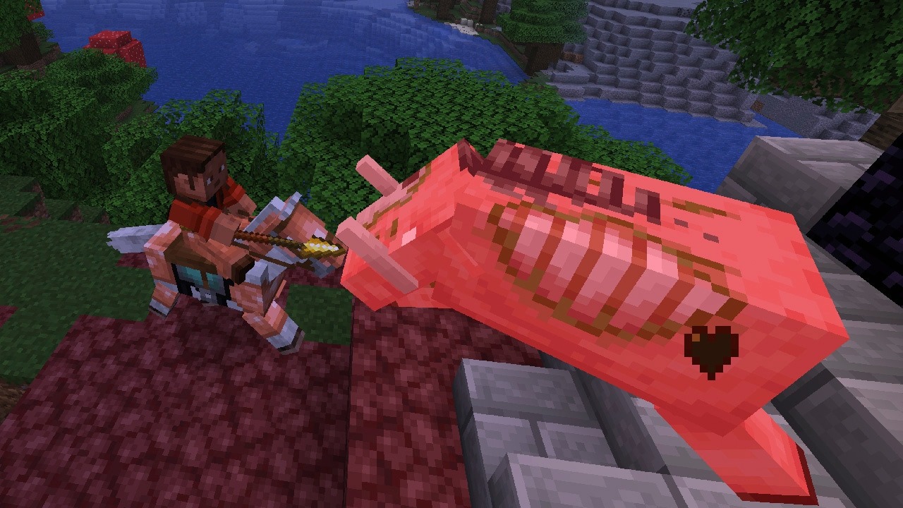 Screenshot of Minecraft's Mounts of Mayhem update preview.