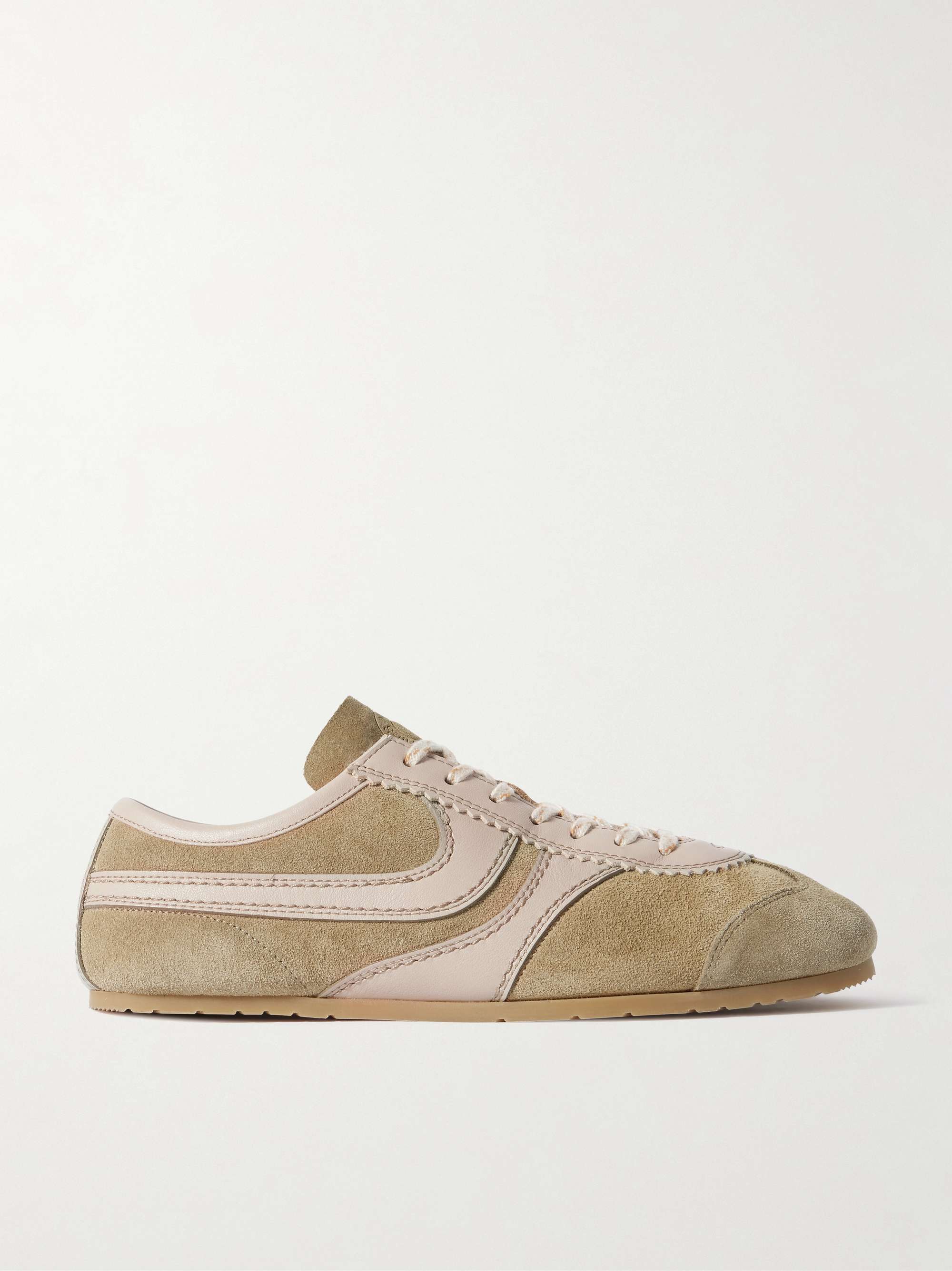 Leather-Trimmed Suede Sneakers