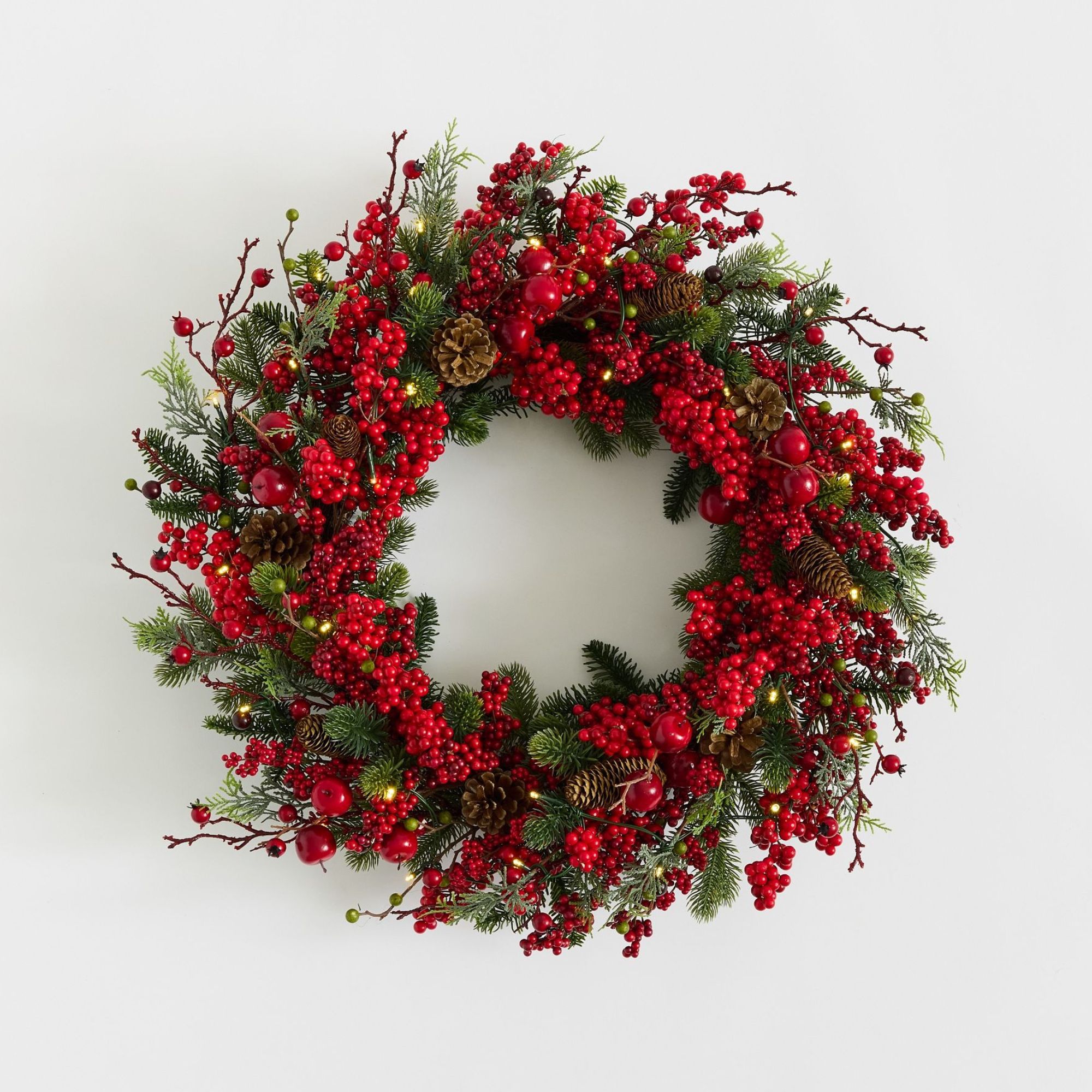 Faux Lit Mixed Berries Wreath & Garland