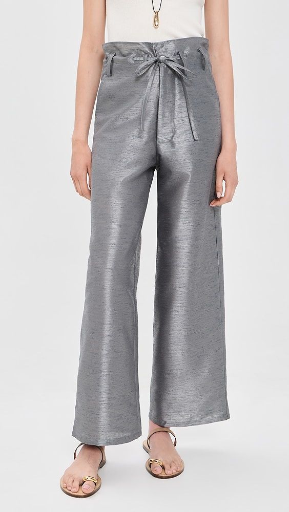 Chan Luu Techno Dupioni Straight Leg Pants