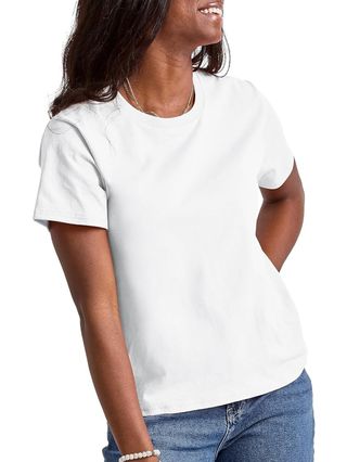 Hanes Essentials, Cotton Crewneck Tee, Classic Fit T-Shirt for Women, White