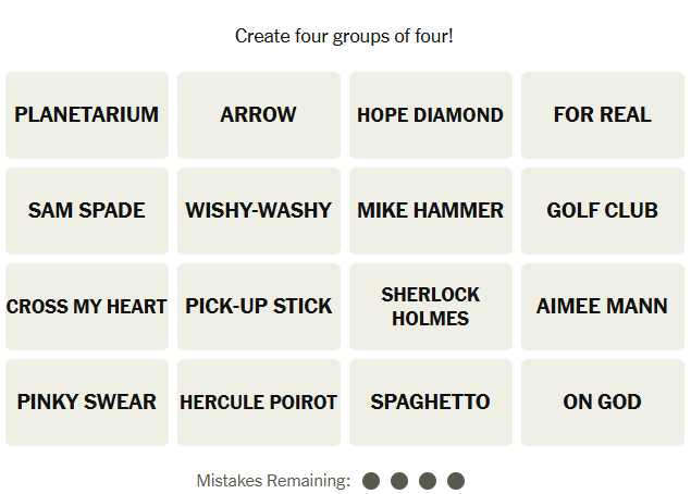 The New York Times Connections puzzle on Tuesday, September 1, 2026.