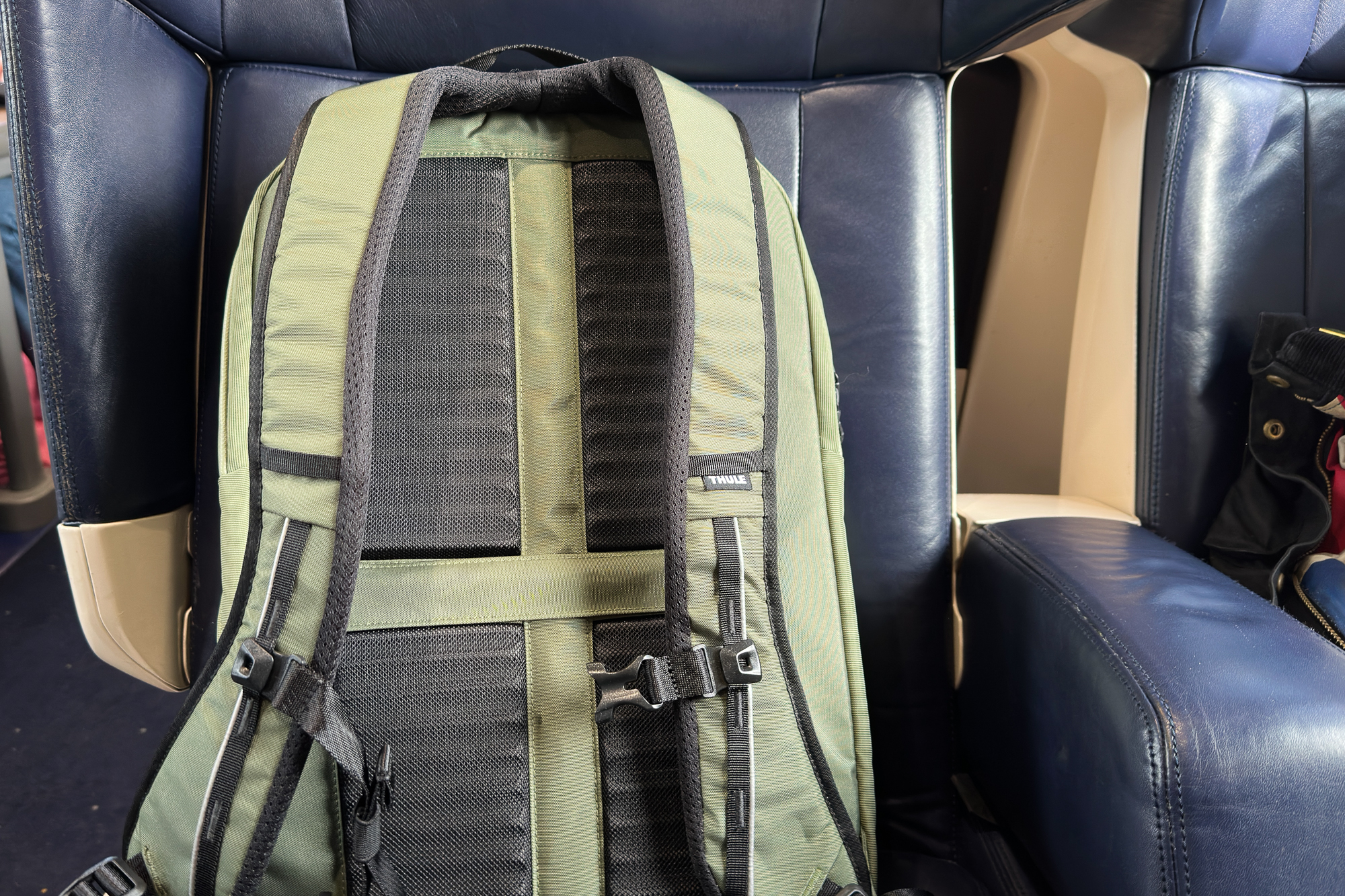 Image shows the straps and back panel of the Thule Paramount Commuter Rucksack