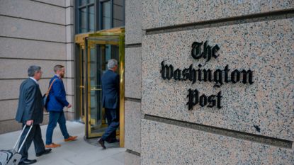 People entering the Washington Post building in D.C.
