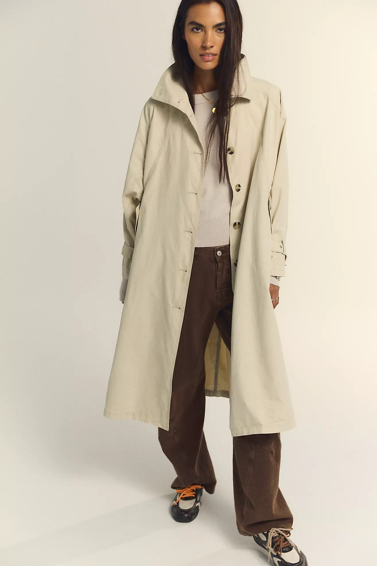 We the Free Drop Down Washed Funnel-Neck Trench