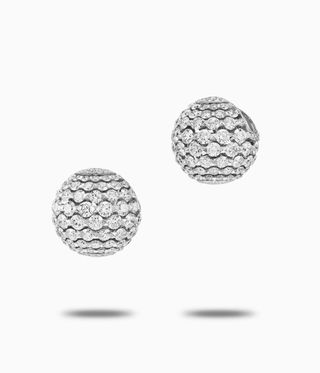 Diamond earrings in ball shapes appearing to float