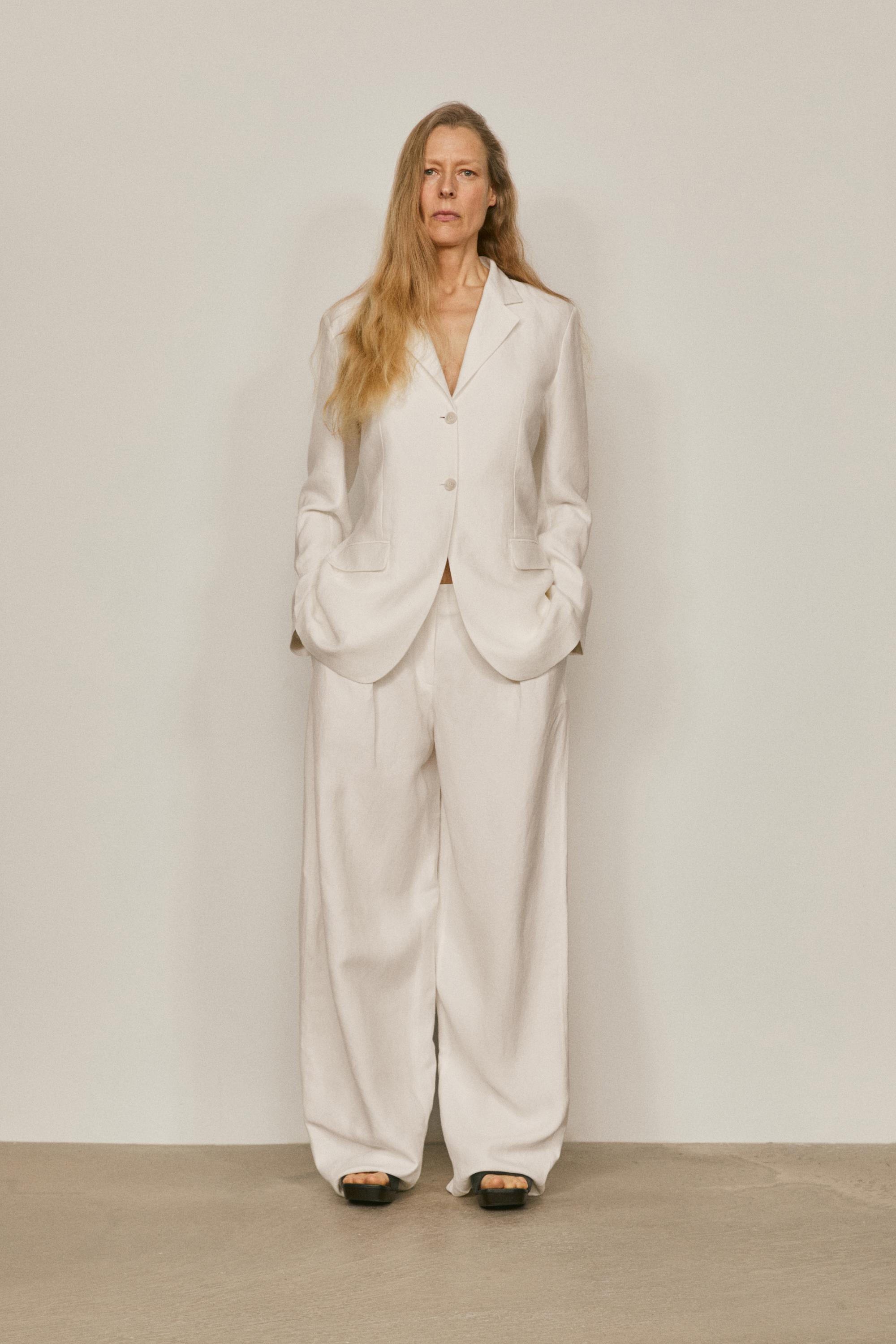Massimo Dutti, Flowing Linen Blend Trousers With Darts