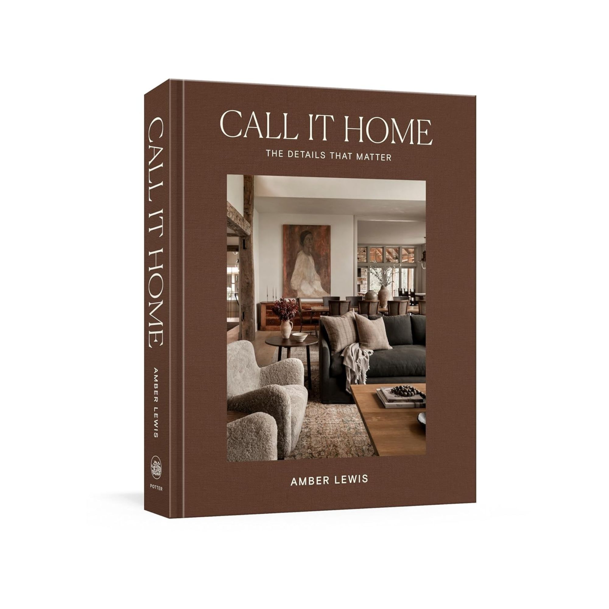 Hardcover book 'Call It Home The Details That Matter' in brown finish against white background.