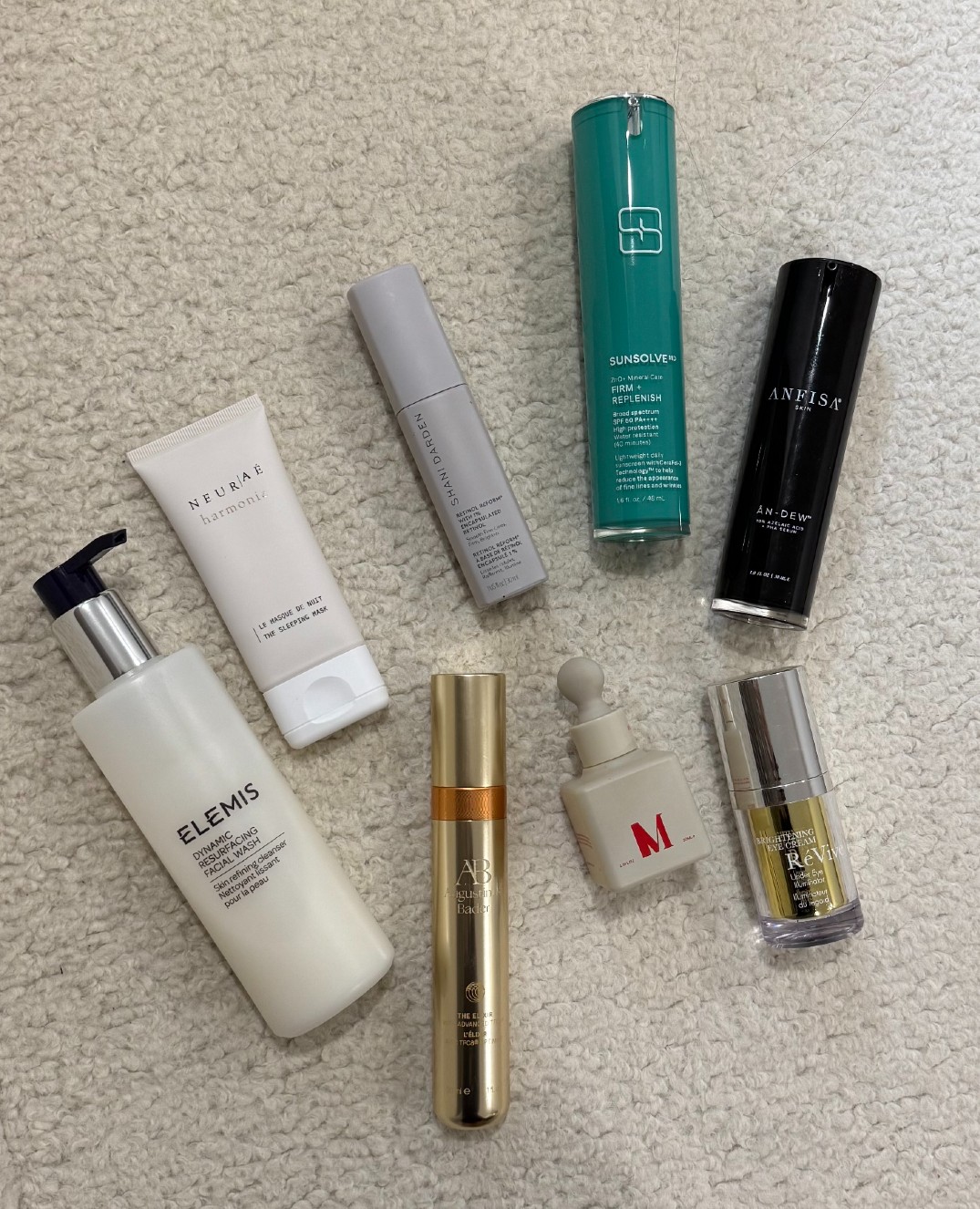 Photo of skincare products Jamie Schneider recommended to her mom