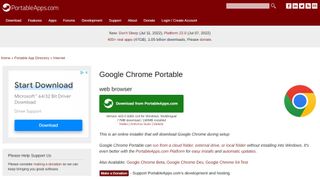 Google Chrome Portable website screenshot