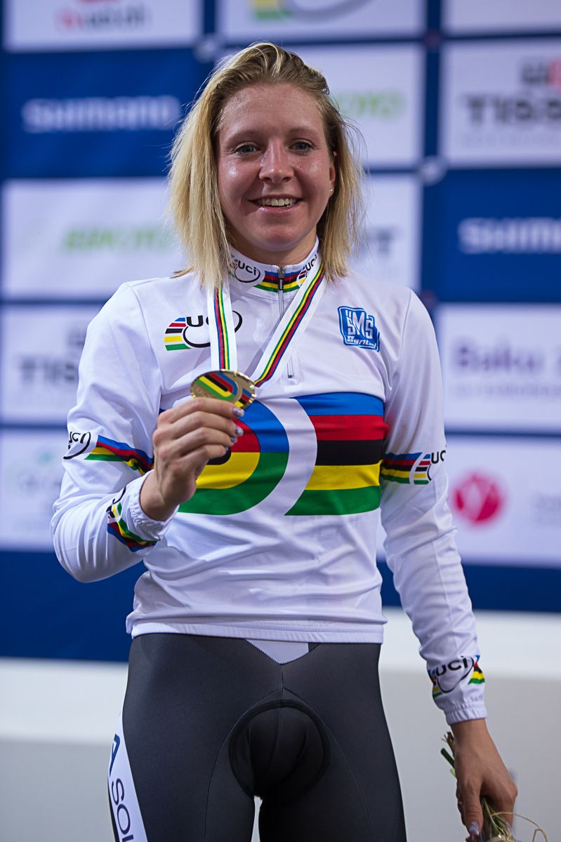 World champion in the points race, Germany's Stephanie Pohl