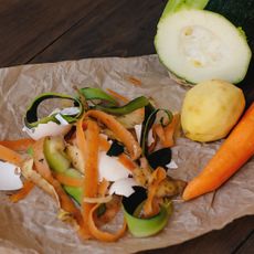 vegetable scraps on table