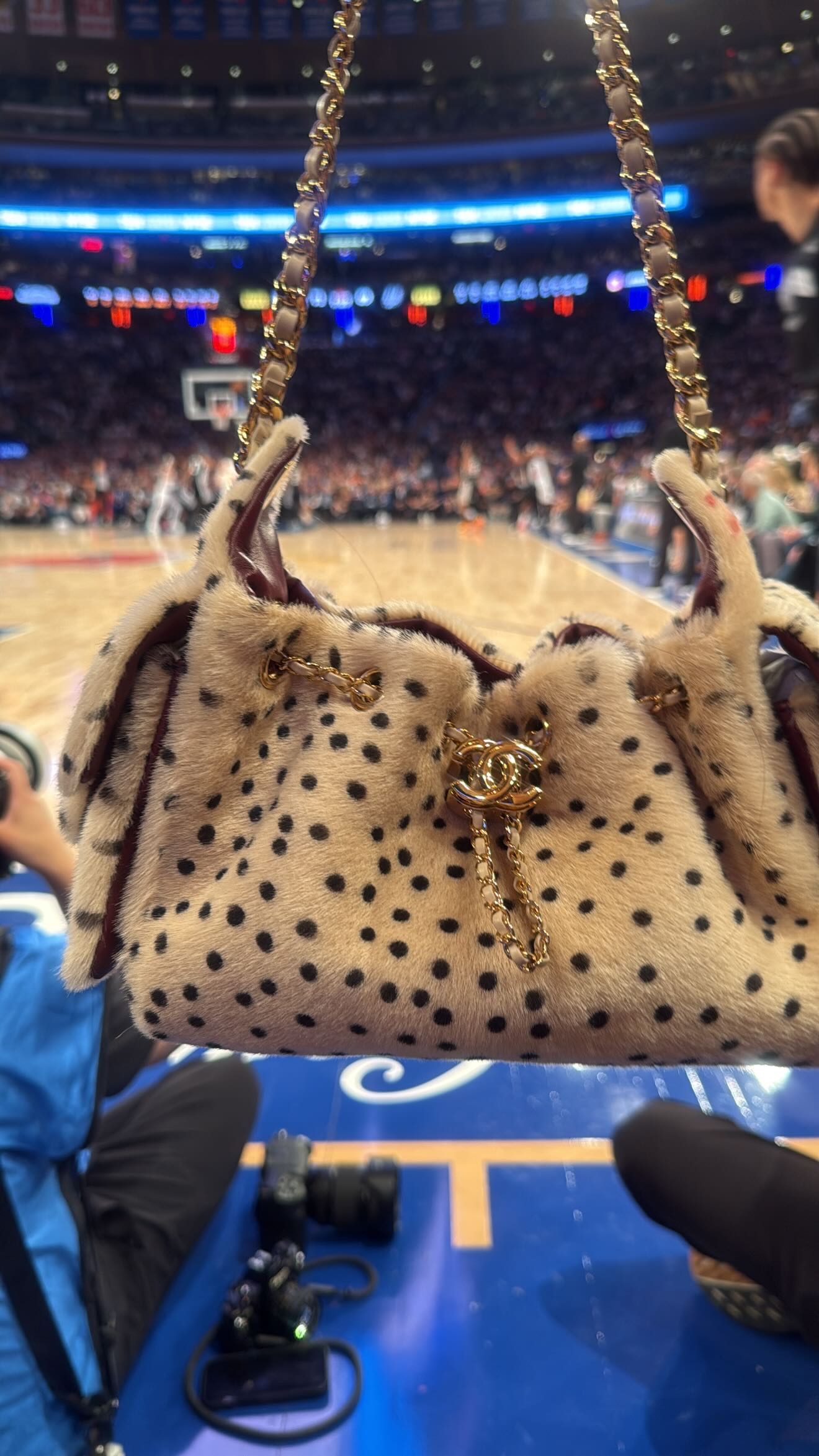 Cardi B wore a fur Chanel bag to the Knicks Game