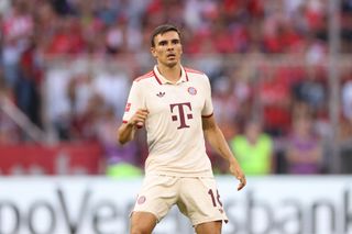 Joao Palhinha of FC Bayern München looks on during the Bundesliga match between FC Bayern München and Sport-Club Freiburg at Allianz Arena on September 01, 2024 in Munich, Germany.