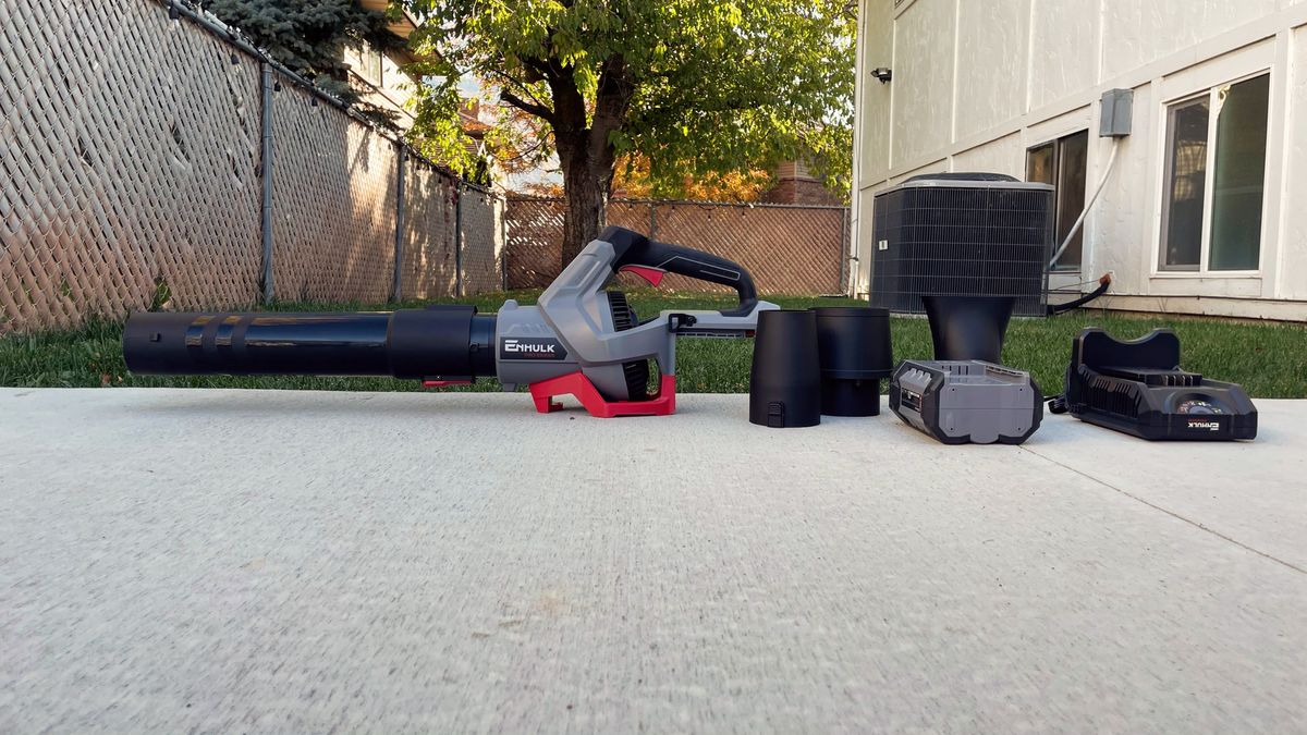 Enhulk 58V 930 CFM Leaf Blower components side by side