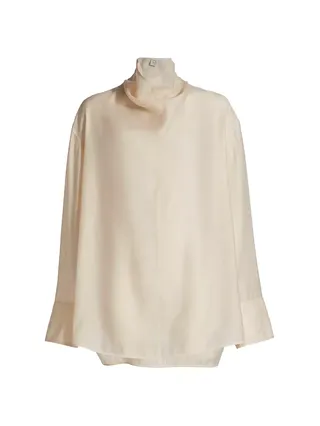 Funnel-Neck Organza Blouse