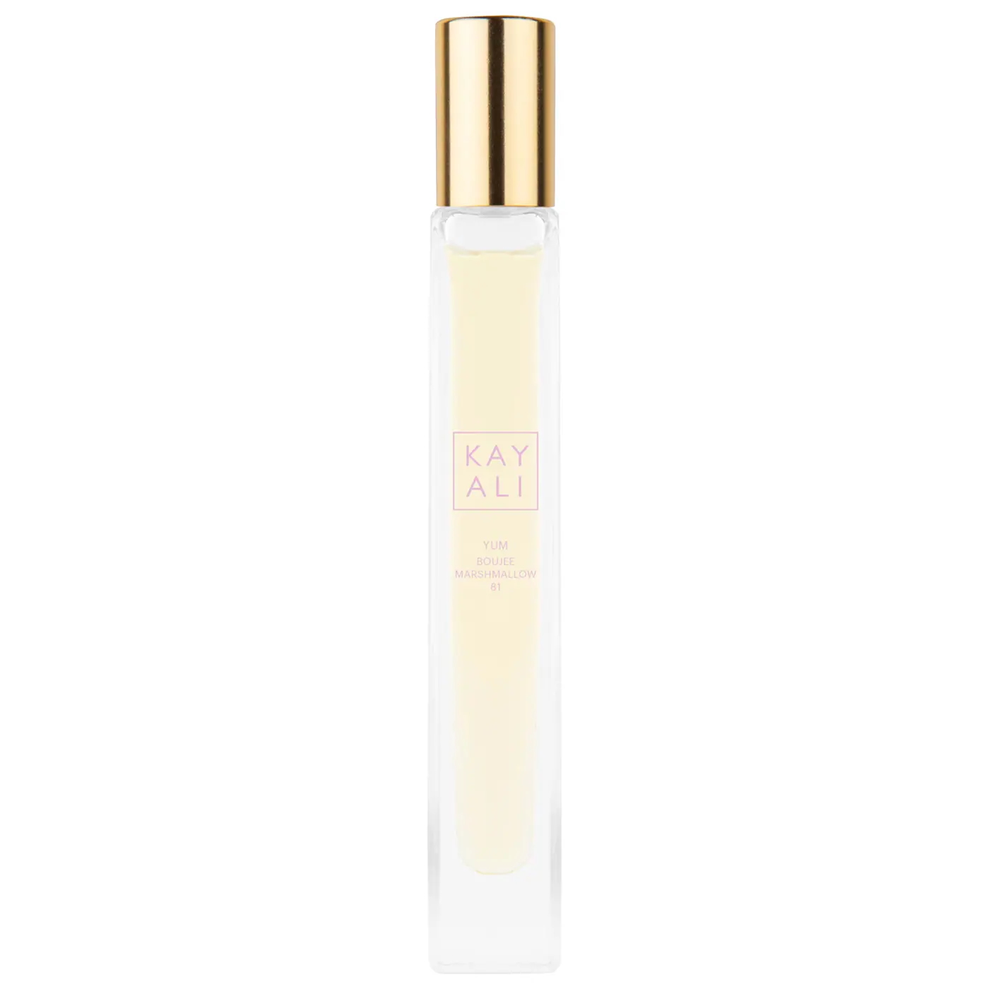 A Kayali Yum Boujee Marshmallow travel bottle