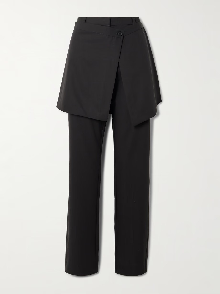 St. Agni, Layered Wool Straight-Leg Pants