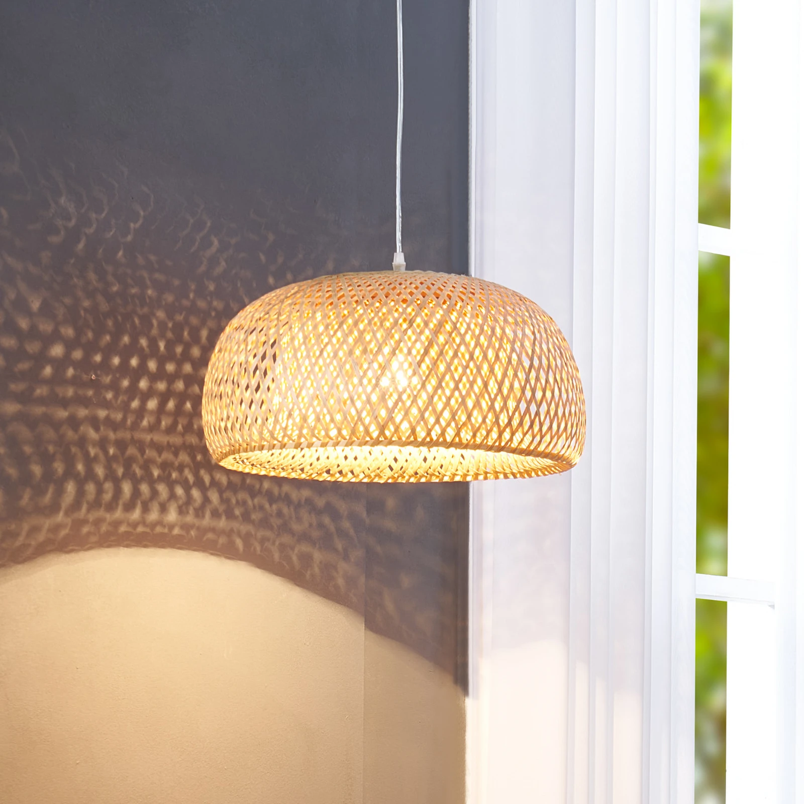 Lindby Pendant Light Jadwiga, &amp;Oslash; 45 Cm, Bamboo, E27