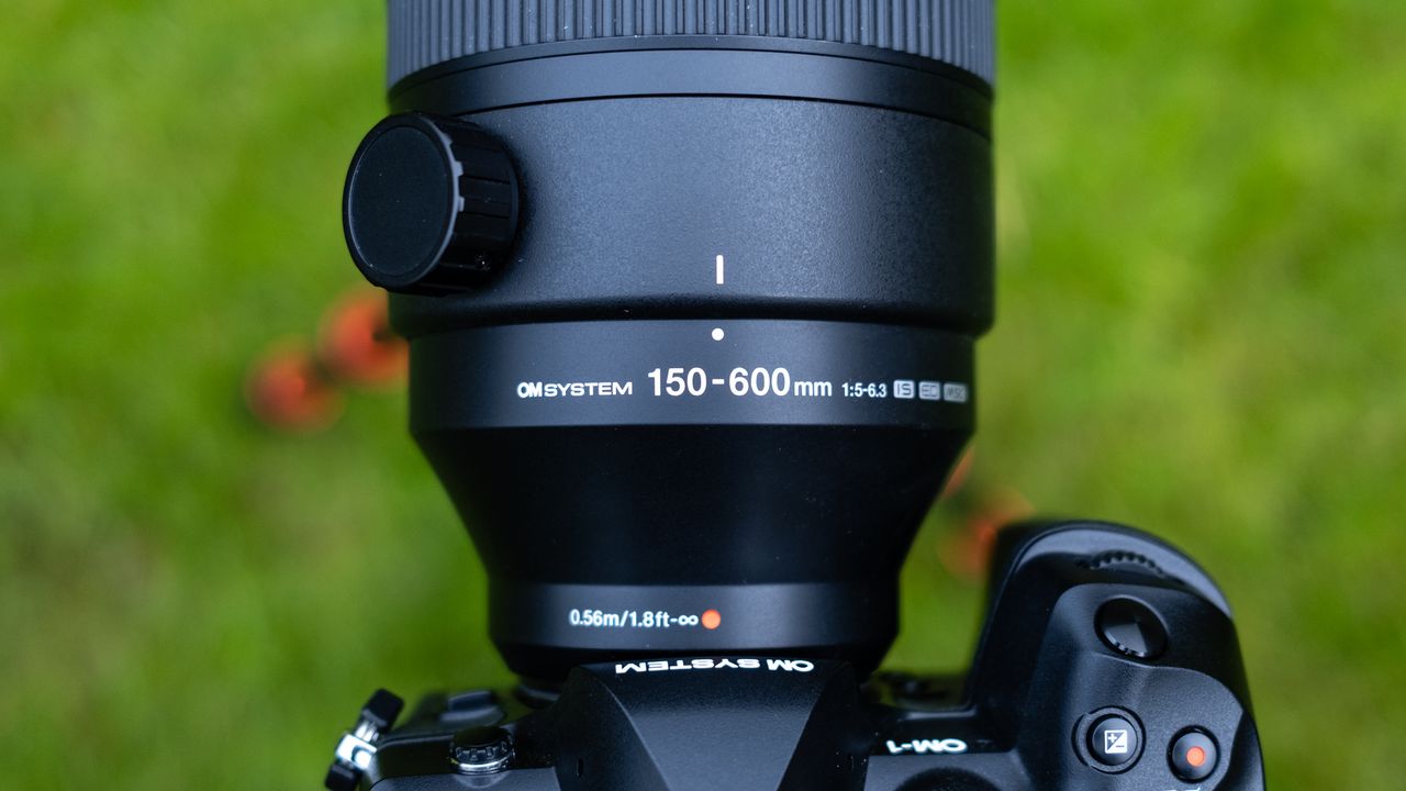 OM System M.Zuiko Digital 150-600mm F5.0-6.3 IS detail shot attached to a camera