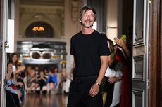 Pierpaolo Piccioli takes bow at Valentino runway show