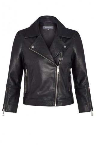 Black 3/4 Sleeve Leather Biker Jacket – was £249, now £174.30