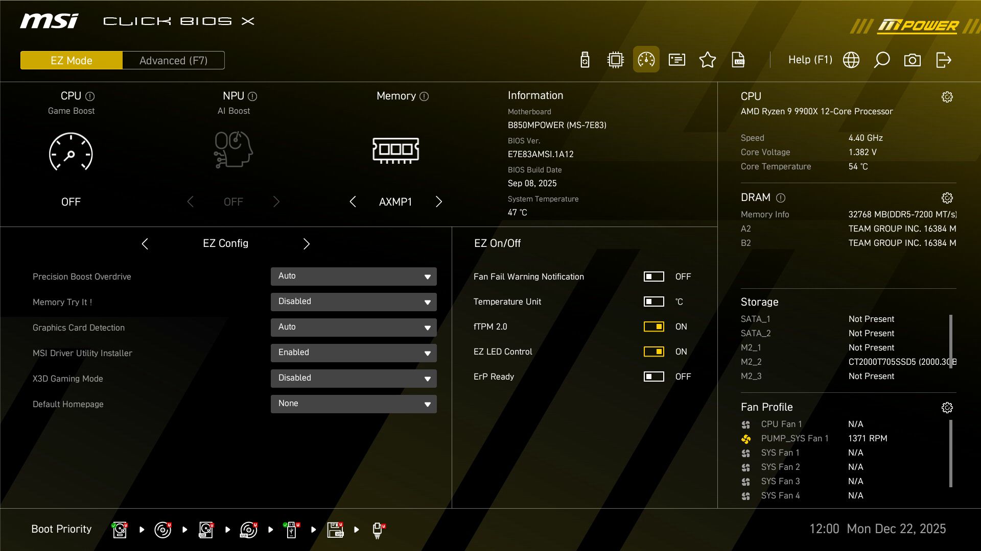 MSI B850 MPower - BIOS images